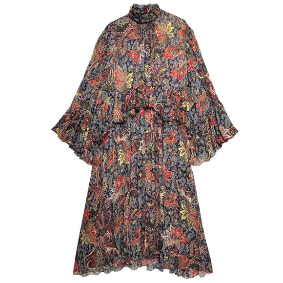 Zara Dresses & Skirts - ZARA SHEER PAISLEY BOHO MIDI MAXI DRESS  ROMANTIC RARE FLOWER CHILD HIPPIECORE S